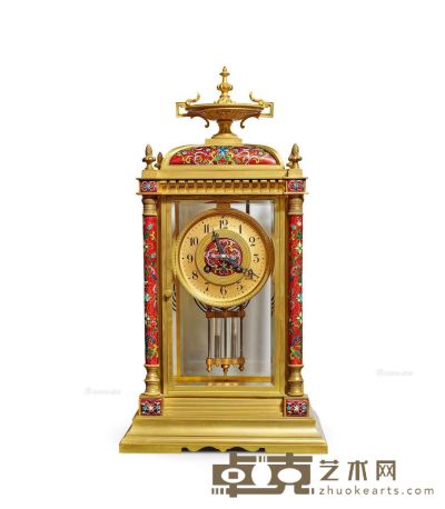 约1900年 精美的黄铜壁炉座钟 25×45×20cm