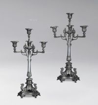1890年 英国维多利亚风格谢菲尔德银质大烛台