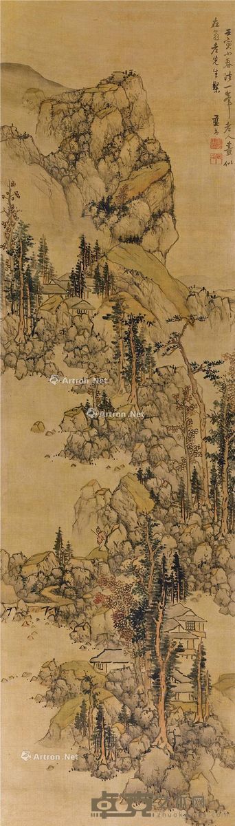 蓝孟 仿黄公望山水 144.5×42.5cm