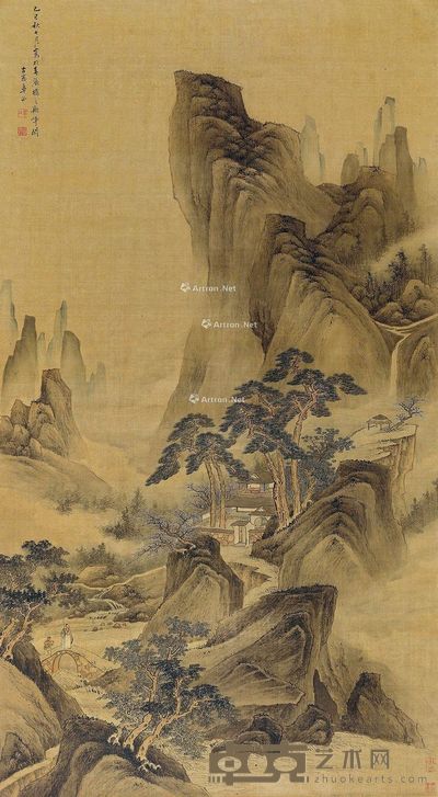 章谷 携琴访友图 179×99cm