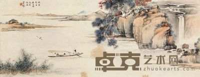 吴青霞 秋江放鹤 26×66.5cm