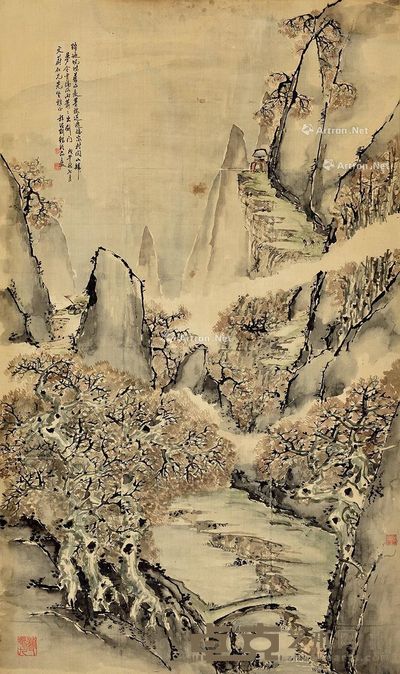 刘锡龄 剑门关指头画 140×43cm
