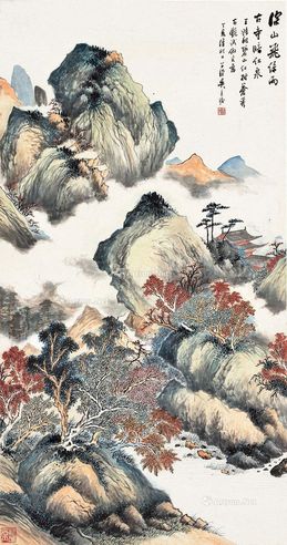 吴华源 深山古寺图