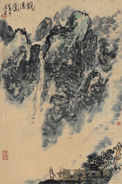 周沧米 一条界破青山色 68×45cm