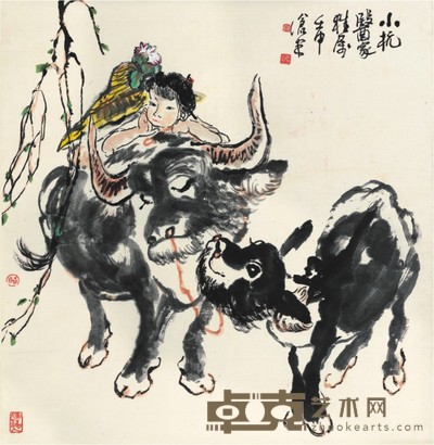 周沧米 舐犊情深 70×68cm