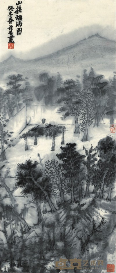 张谷旻 山庄烟雨 83×35cm