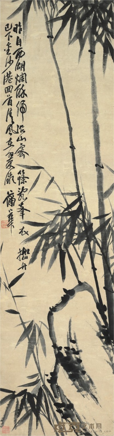 蒲华 筤谷图轴 142×32cm