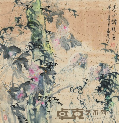 胡寿荣 花间姹女 63×64.5cm