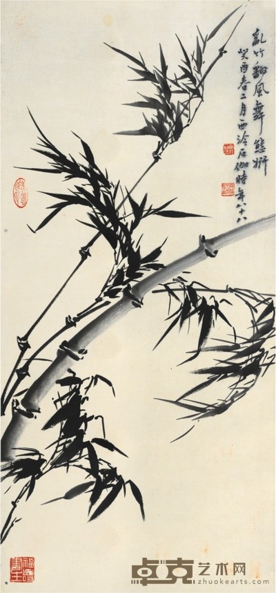 申石伽 绿竹猗猗 83×38.5cm