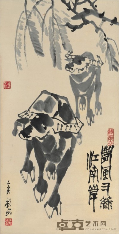 钱彰武 春郊散牧 82×42cm