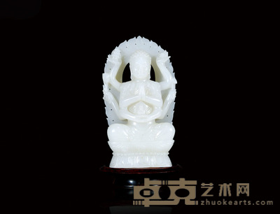 和田白玉千手佛 清代 15×8