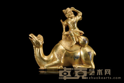 铜鎏金人物骆驼摆件 15×17