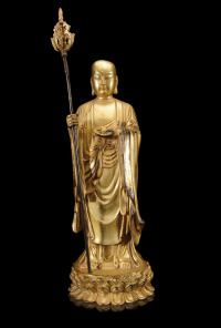 铜鎏金地藏王菩萨造像