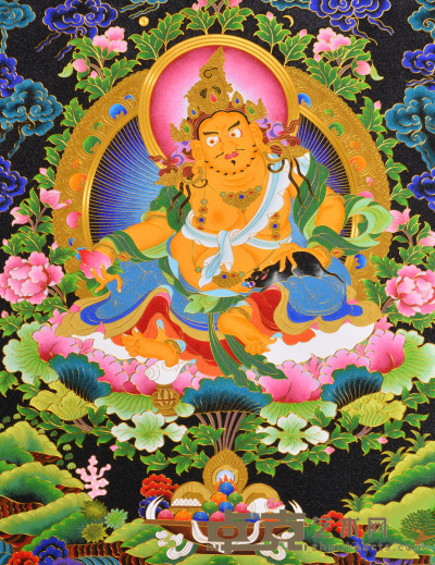 手工掐丝黄财神唐卡 加央措大喇嘛作品 78×59