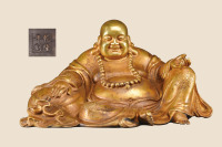铜鎏金弥勒佛造像