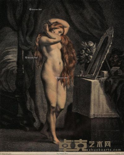 欧仁·德拉克罗瓦 裸体女子与小鬼 22×17.5cm