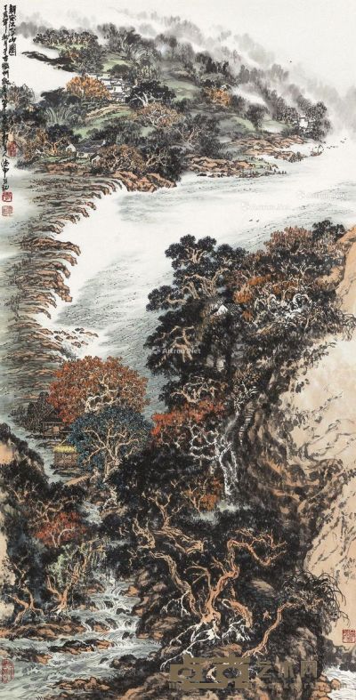 李德甲 新安江浮山图 138×70cm