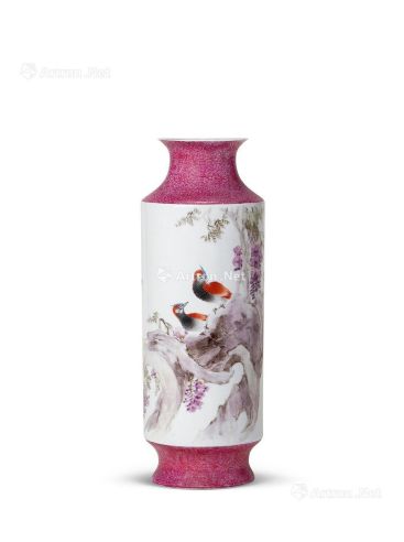 当代（1992年） 粉彩花鸟瓶