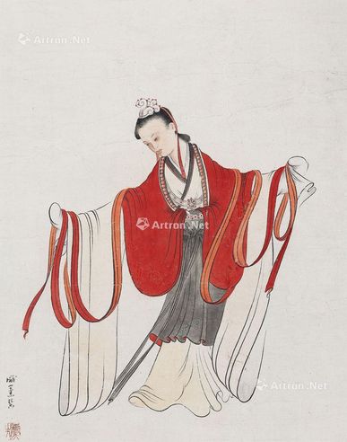 庞熏琹 红衣仕女
