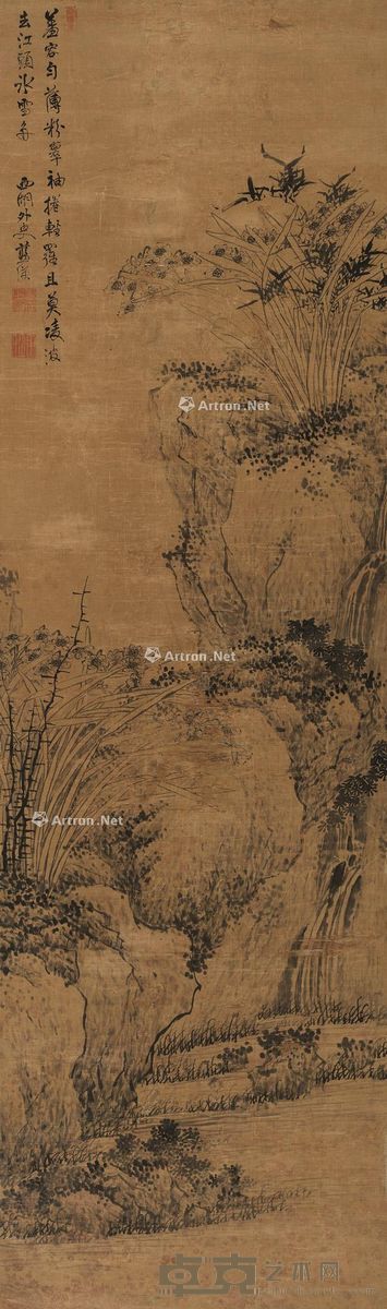 蓝瑛 泉石水仙 154×45cm