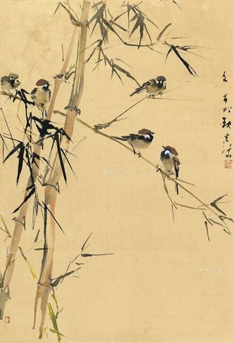 陈文希 竹雀图