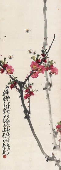 赵少昂 桃花蜜蜂