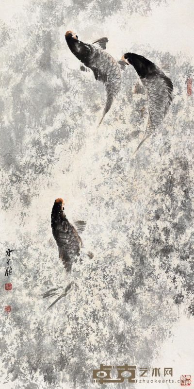 陈永锵 鱼乐图 136×68cm