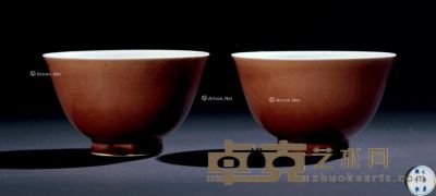 清康熙 酱釉杯 （一对） 高5.2cm；直径9cm