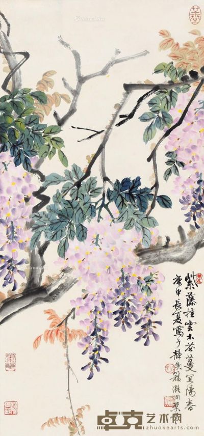 叶潞渊 紫藤花蔓 95.5×44cm