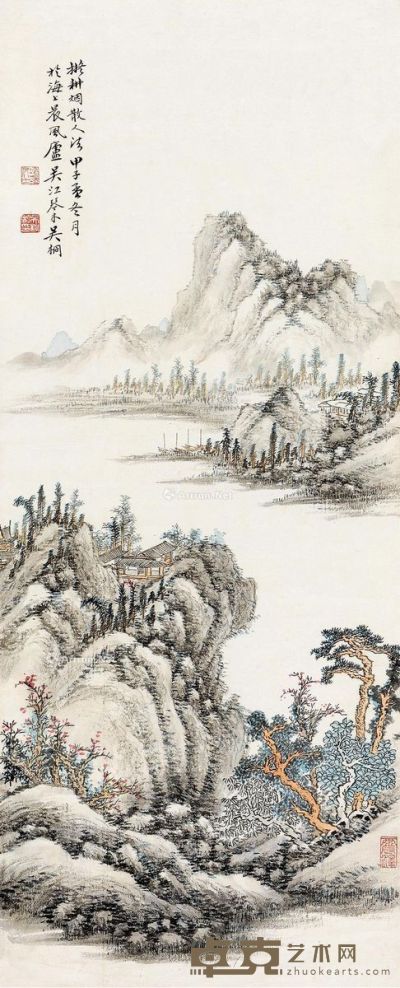 吴琴木 溪岸秋色 82×33cm