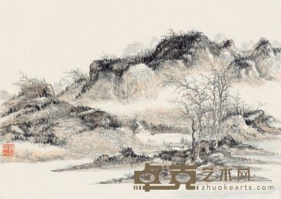 黄宾虹 荒村山景 27.5×39cm