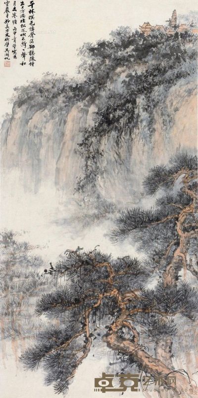 吴湖帆 平林暝色 122×61cm
