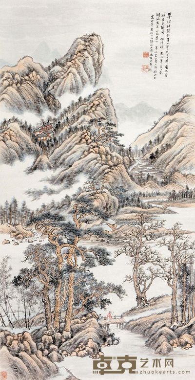 冯超然 青山夕照 133×68.5cm
