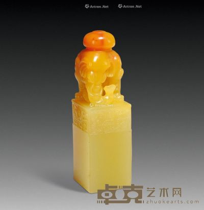 结晶芙蓉太平有象钮方章 2×2×6.8cm