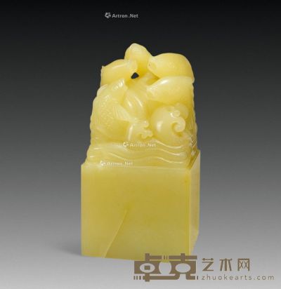 白芙蓉鱼乐钮章 3.8×3.8×7.4cm