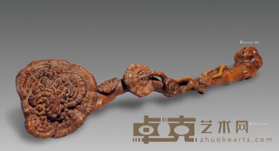 清 黄杨木雕灵芝如意 长31.5cm