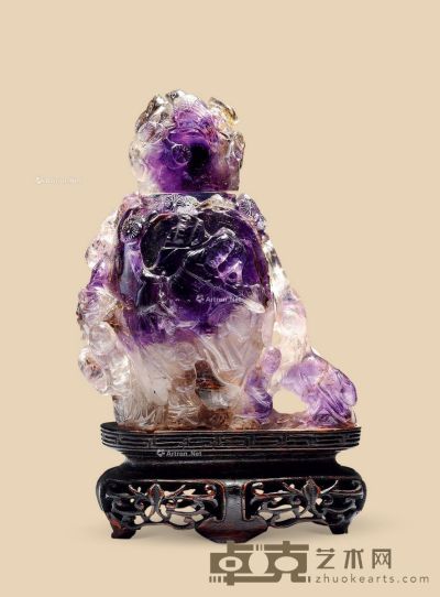 紫水晶雕刀马人物摆件 高14cm