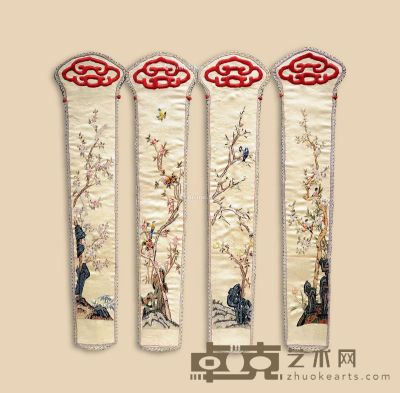 四季花卉绣品扇套 （四件） 31.5×5cm×4