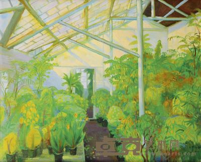陈钧德 暖棚中的花房 80×100cm