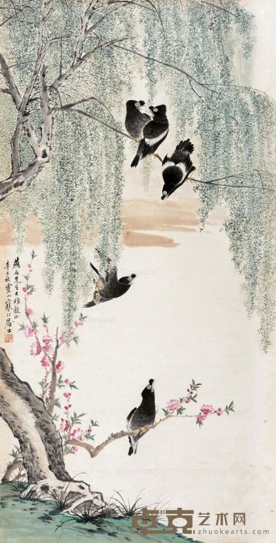 江寒汀 桃花春坻 136×69cm