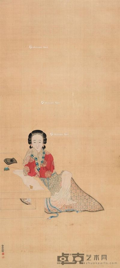 冷枚 仕女图 102×47cm