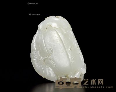 清中期 白玉瓜蝶绵绵坠 长6.5cm