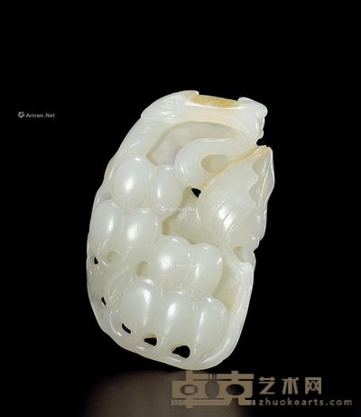 清 白玉松鼠葡萄坠 高6.2cm