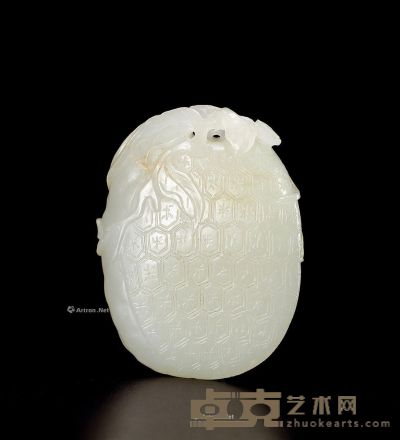 清中期 白玉瓜果坠 高4.8cm