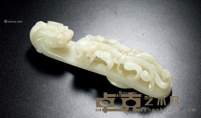 清中期 白玉螭龙纹带钩 长13.5cm