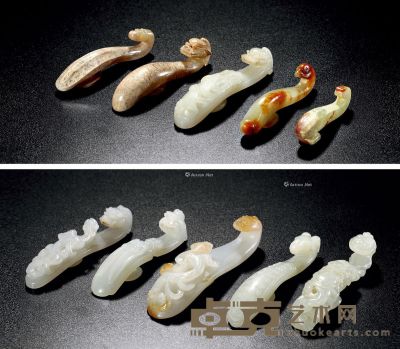 清中期 玉龙钩 （十件） 长5-9cm