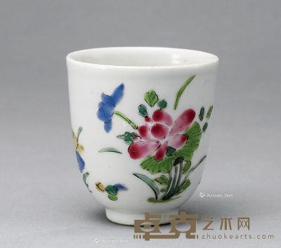清 粉彩花卉杯 直径6.5cm