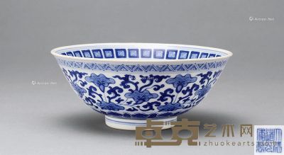 清道光 青花花卉碗 直径15cm