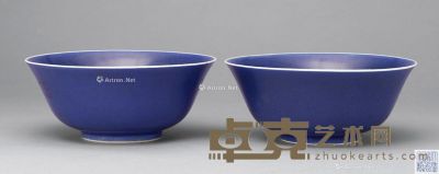 清道光 霁蓝釉碗 （二件） 直径18cm
