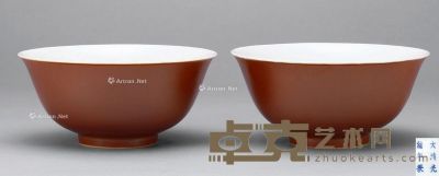 清光绪 酱釉碗 （二件） 直径15.5cm